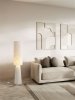 Lampa podłogowa stojąca lniana abażurowa biała rystykalna boho industrialna Luces Exclusivas